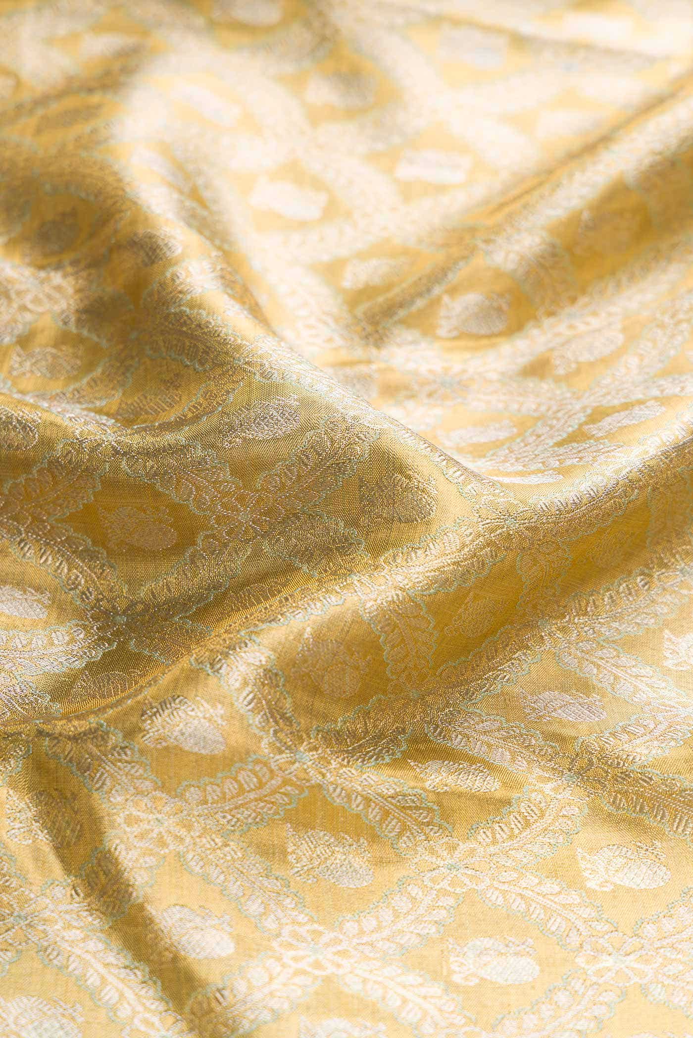 Pure Silk Pure Zari Gold Dual Tone Kanchipuram Tissue Saree