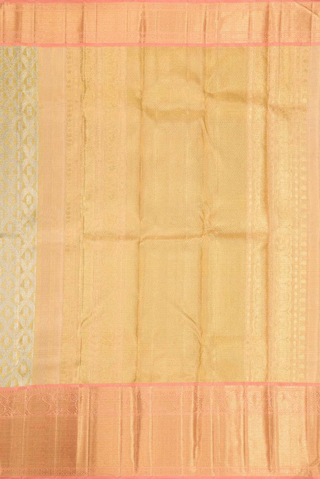 Pure Silk Pure Zari Gold Dual Tone Kanchipuram Tissue Saree