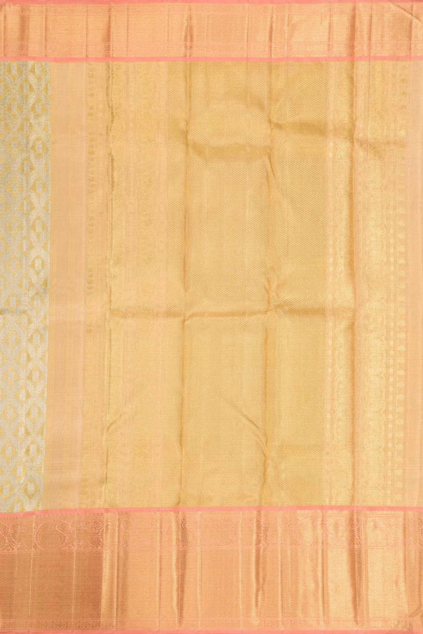 Pure Silk Pure Zari Gold Dual Tone Kanchipuram Tissue Saree