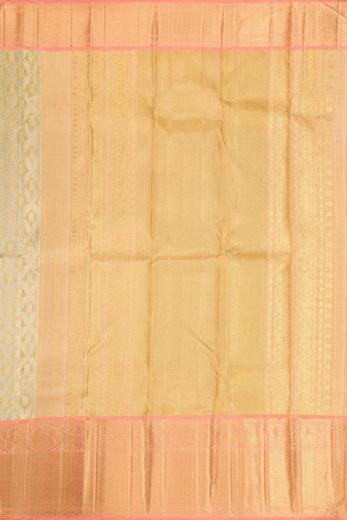 Pure Silk Pure Zari Gold Dual Tone Kanjivaram Tissue Saree