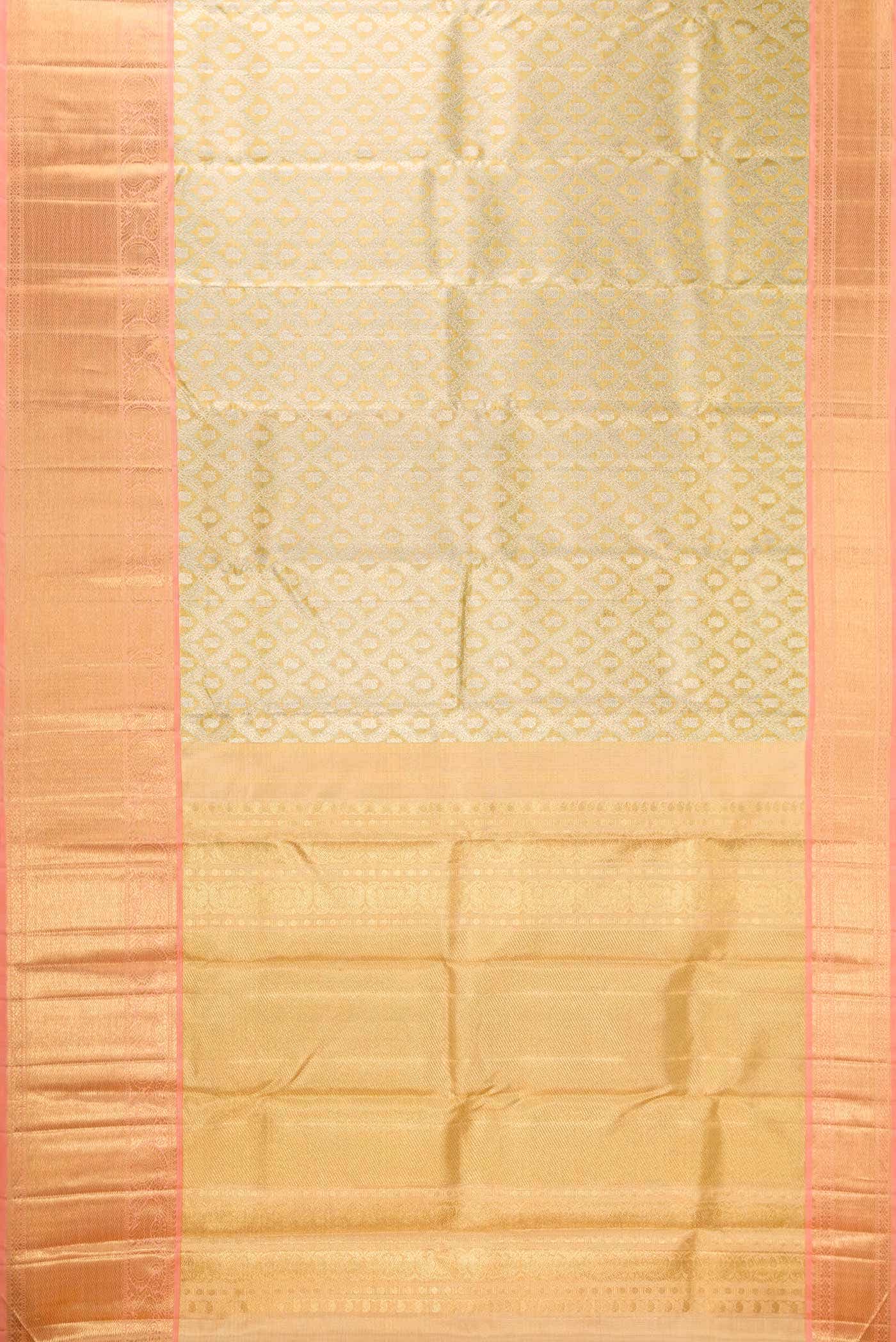 Pure Silk Pure Zari Gold Dual Tone Kanchipuram Tissue Saree