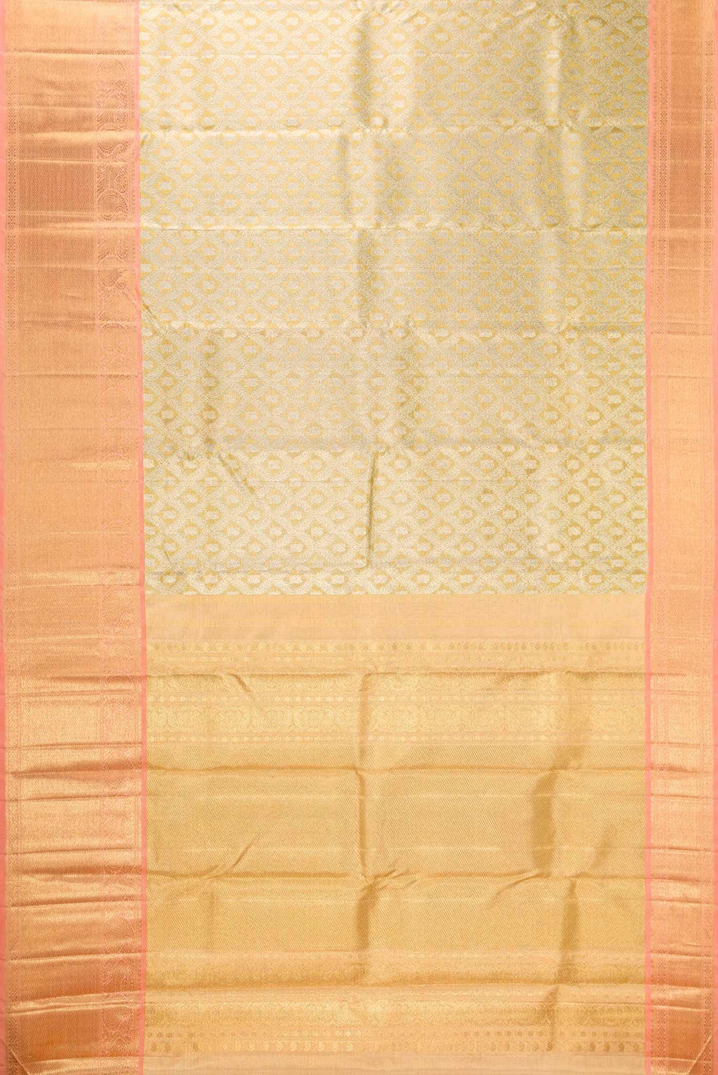 Pure Silk Pure Zari Gold Dual Tone Kanchipuram Tissue Saree
