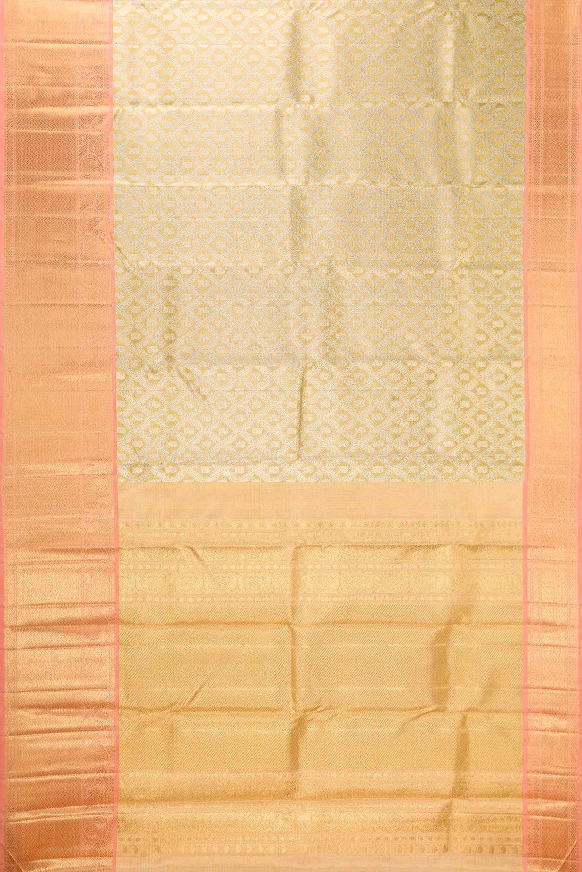 Pure Silk Pure Zari Gold Dual Tone Kanjivaram Tissue Saree