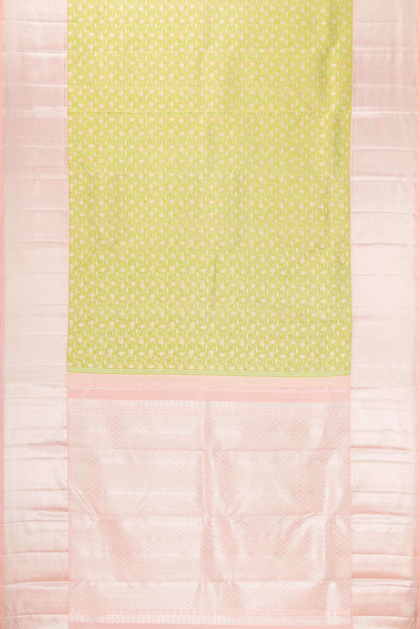 Pure Silk Pure Zari Parrot Green Kanchipuram Saree