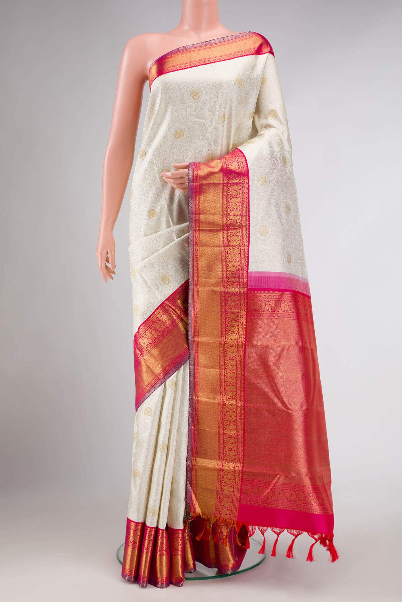 Pure Silk Pure Zari Off White Kanjivaram Saree