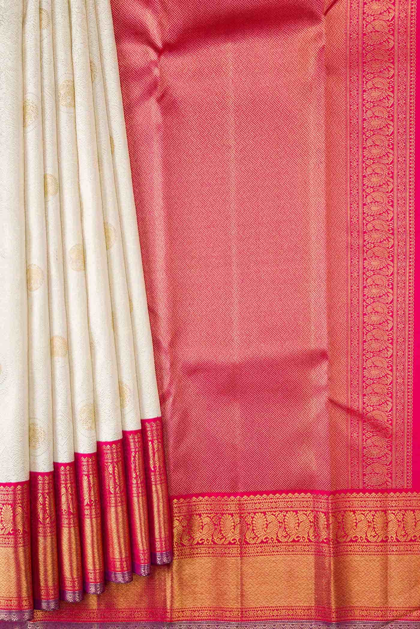 Pure Silk Pure Zari Off White Kanjivaram Saree