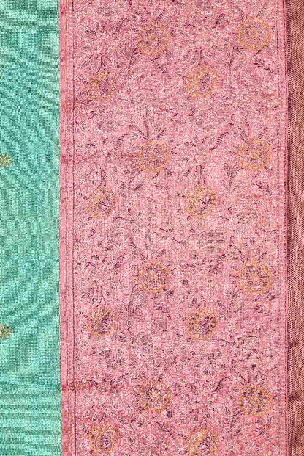 Pure Silk Pure Zari Sea Green Dual Tone Kanchipuram Tissue Saree