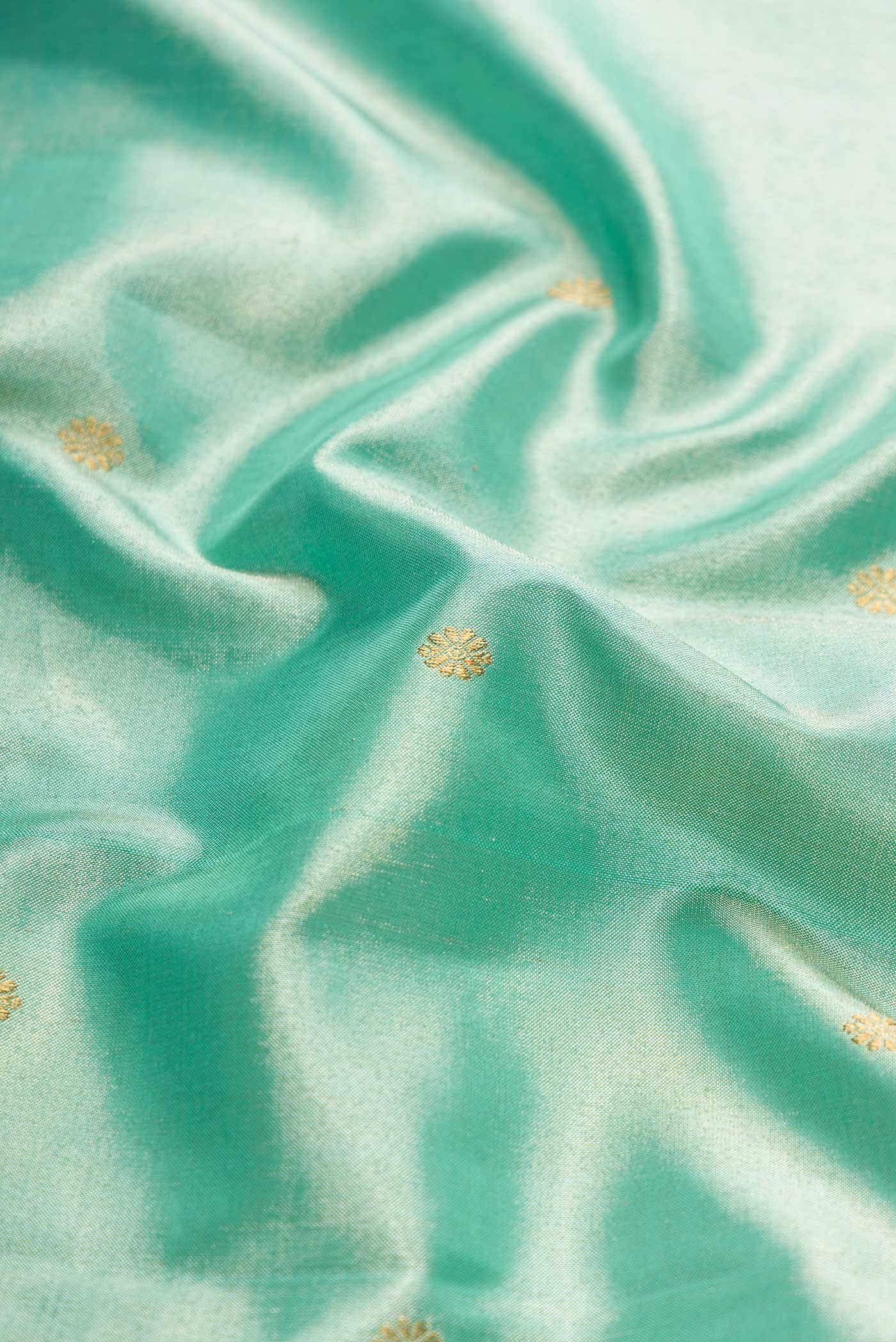 Pure Silk Pure Zari Sea Green Dual Tone Kanchipuram Tissue Saree