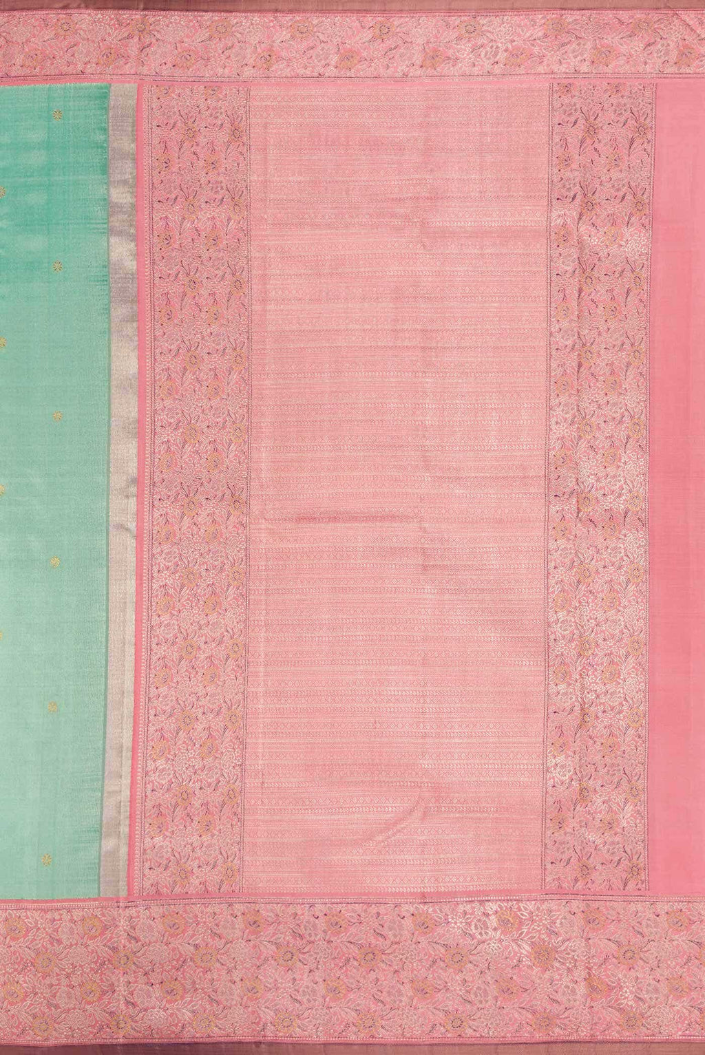 Pure Silk Pure Zari Sea Green Dual Tone Kanchipuram Tissue Saree