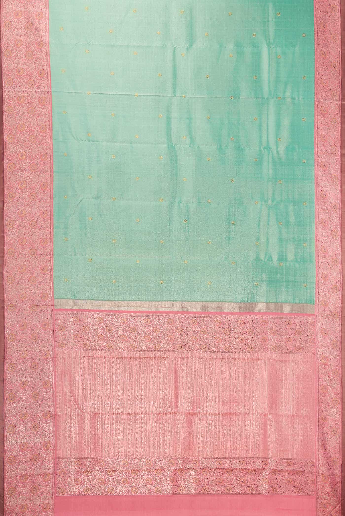 Pure Silk Pure Zari Sea Green Dual Tone Kanchipuram Tissue Saree
