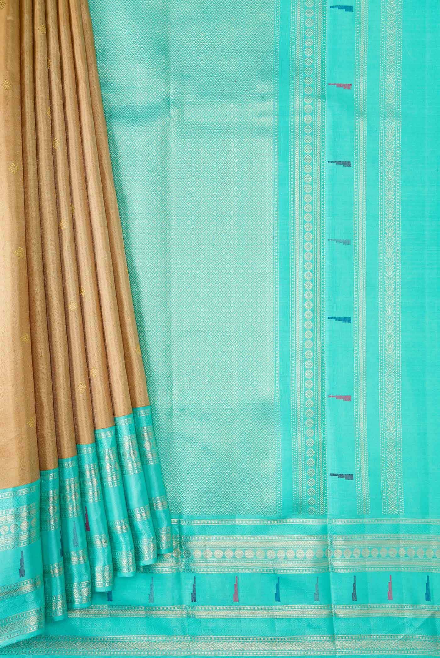 Pure Silk Pure Zari Dark Beige Kanchipuram Tissue Saree