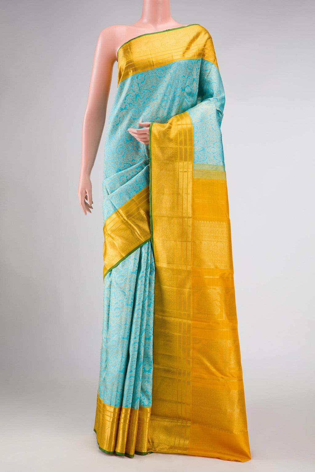 Sky Blue Dual Tone Kanchipuram Silk Saree