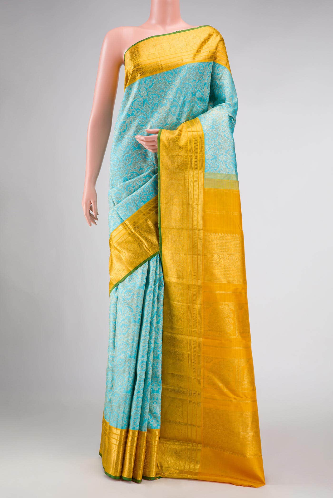 Sky Blue Dual Tone Kanchipuram Silk Saree