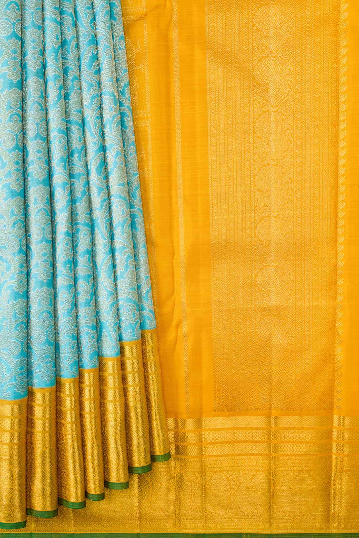 Sky Blue Dual Tone Kanchipuram Silk Saree