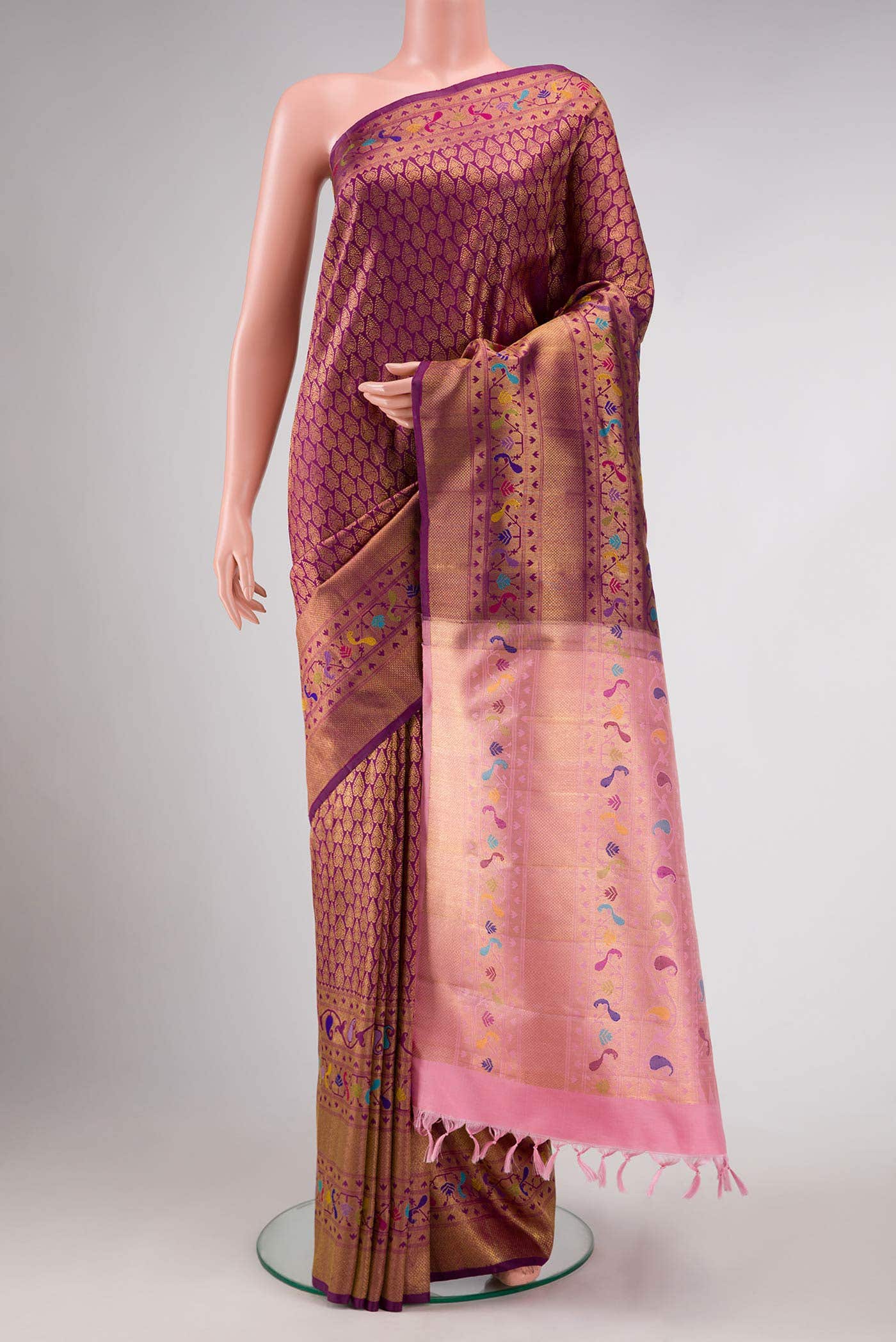 Purple Dual Tone Kanchipuram Silk Saree