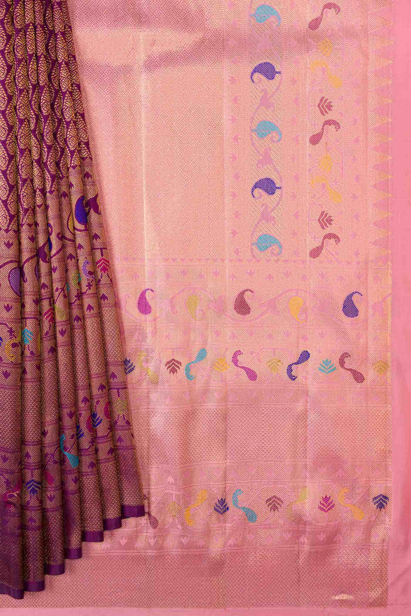 Purple Dual Tone Kanchipuram Silk Saree