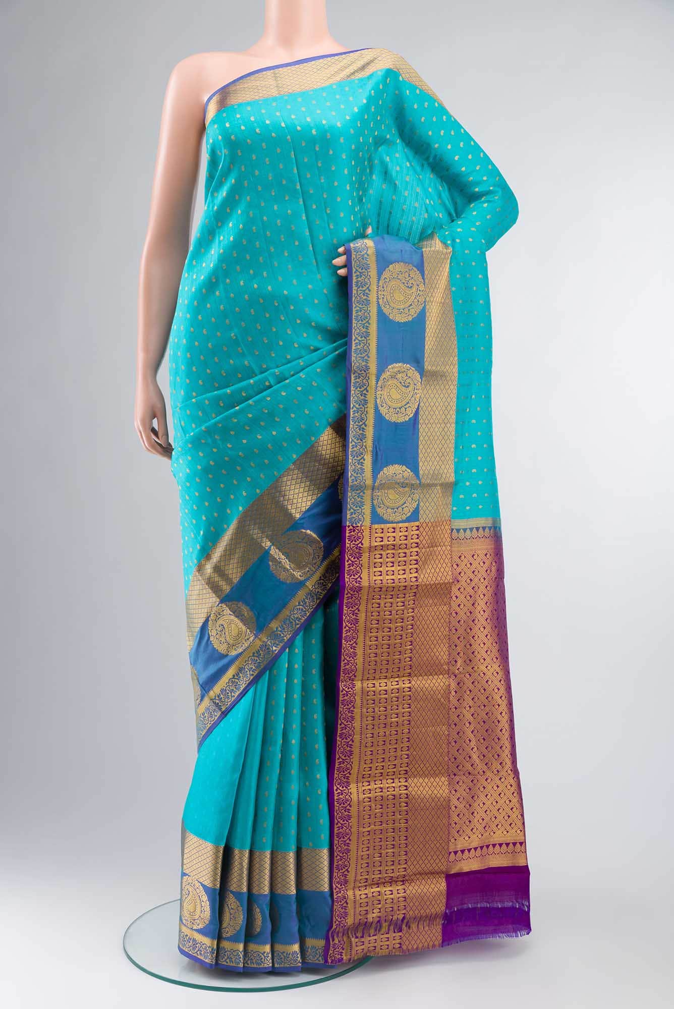 Blue Blended Kanchipuram Silk Saree