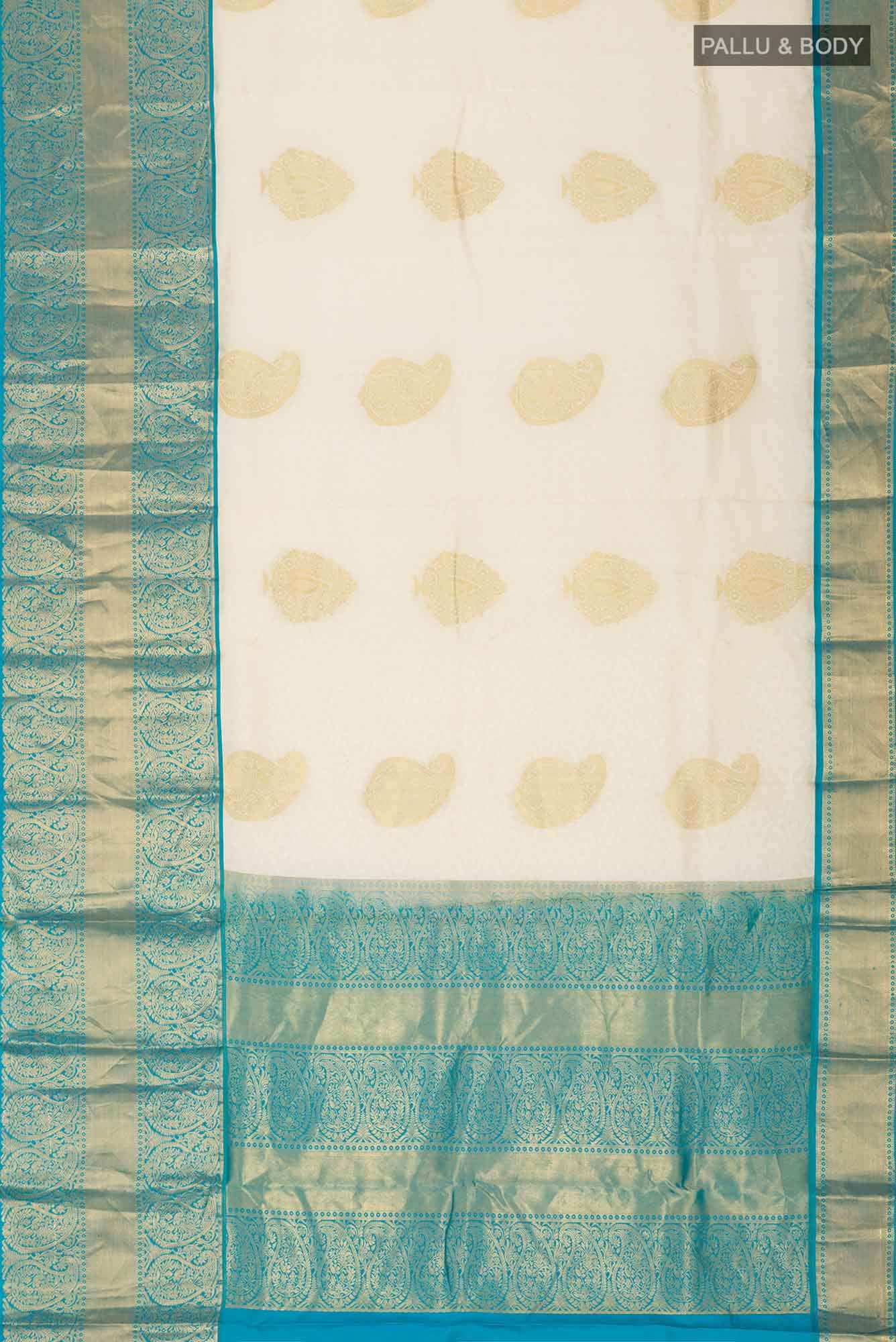 Cream Kanchipuram Silk Saree