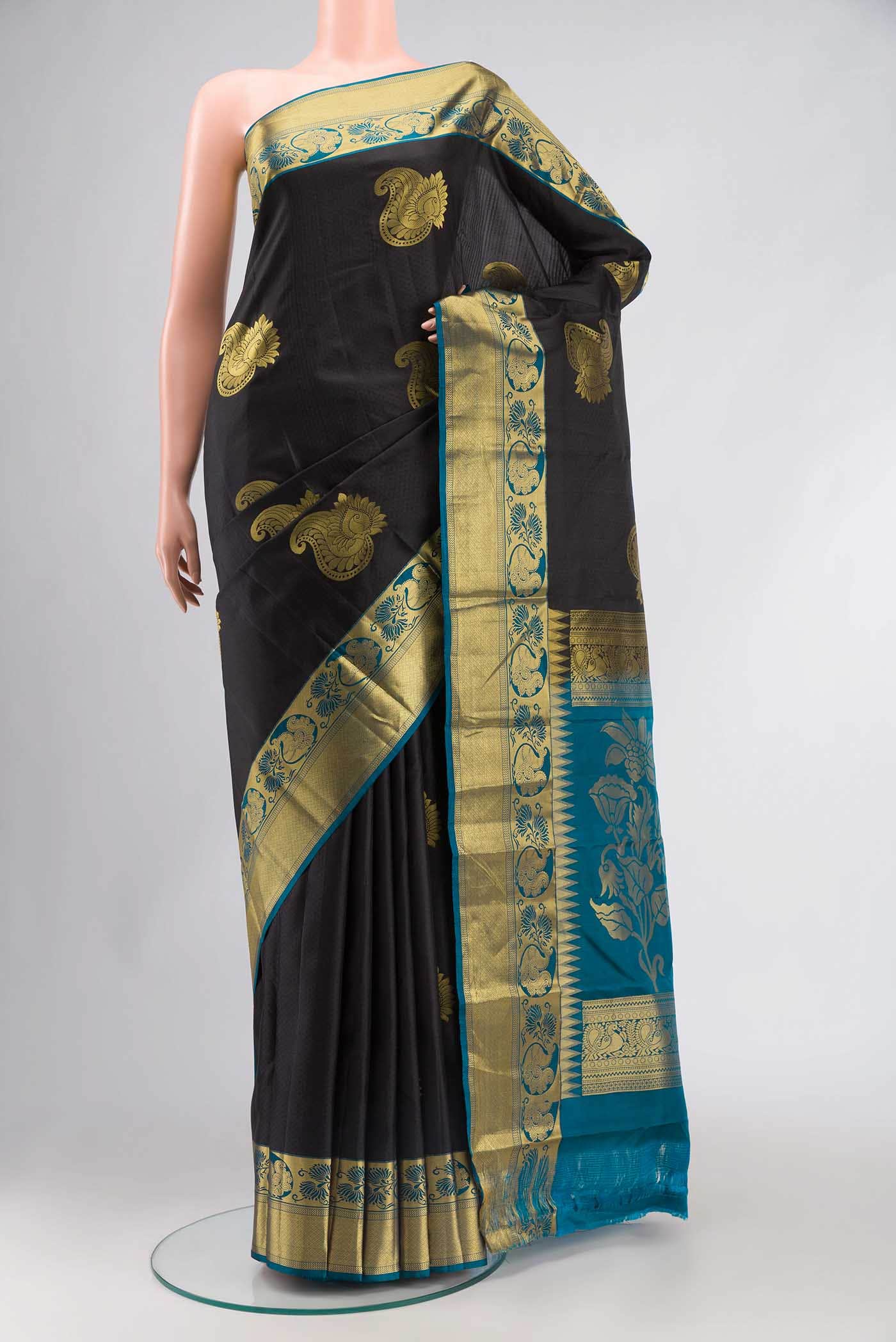 Black Kanchipuram Silk Saree