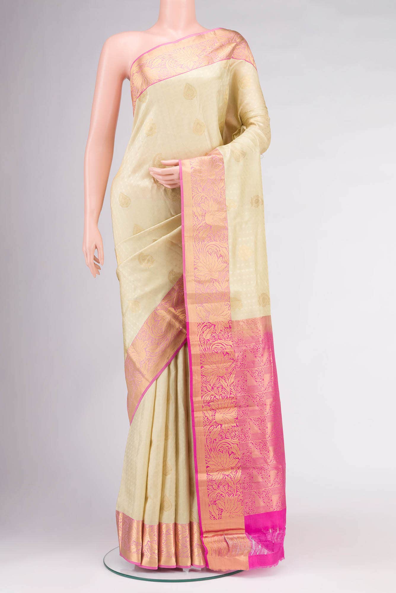 Beige Kanchipuram Silk Saree
