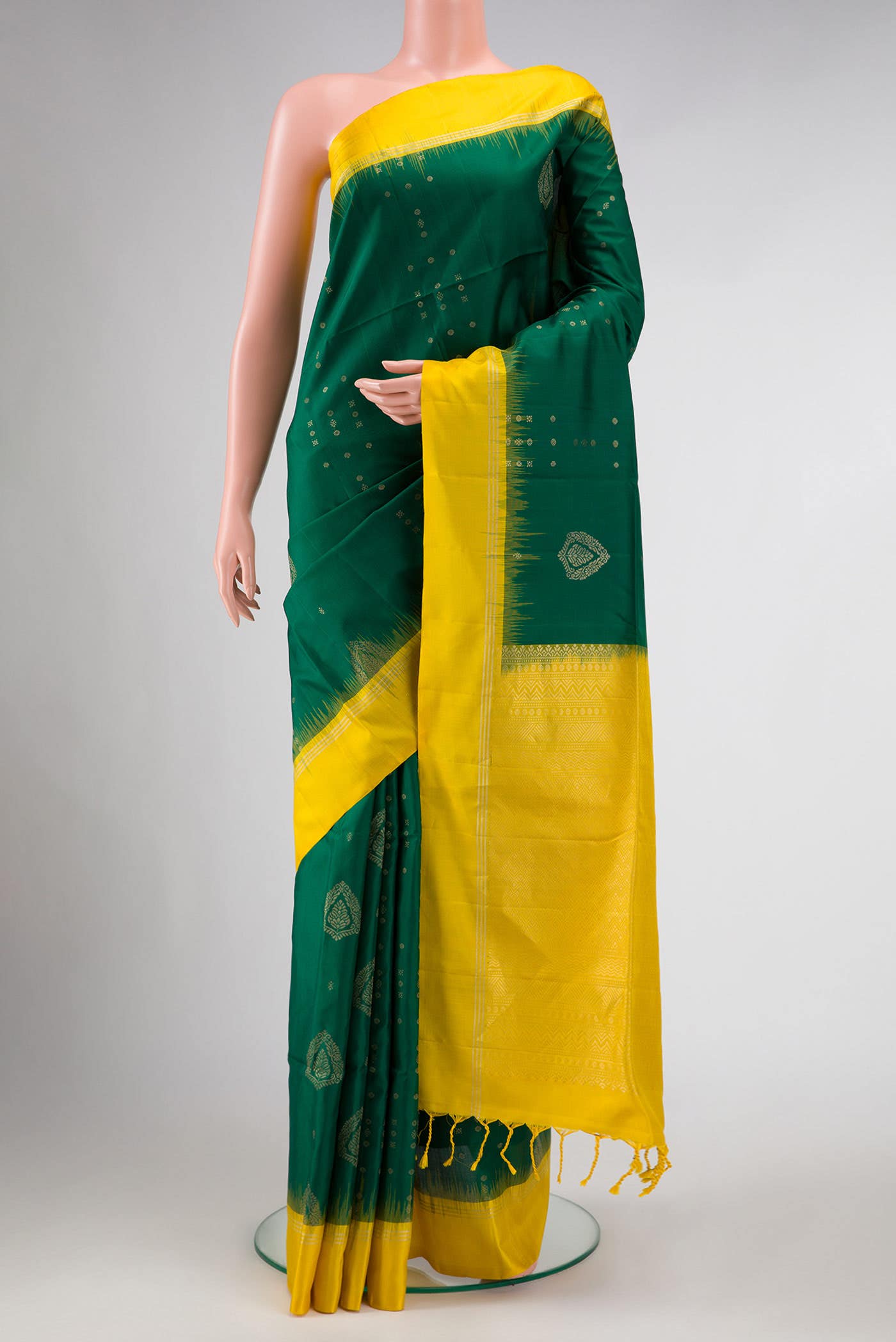 Green Dual Tone Soft Silk Saree