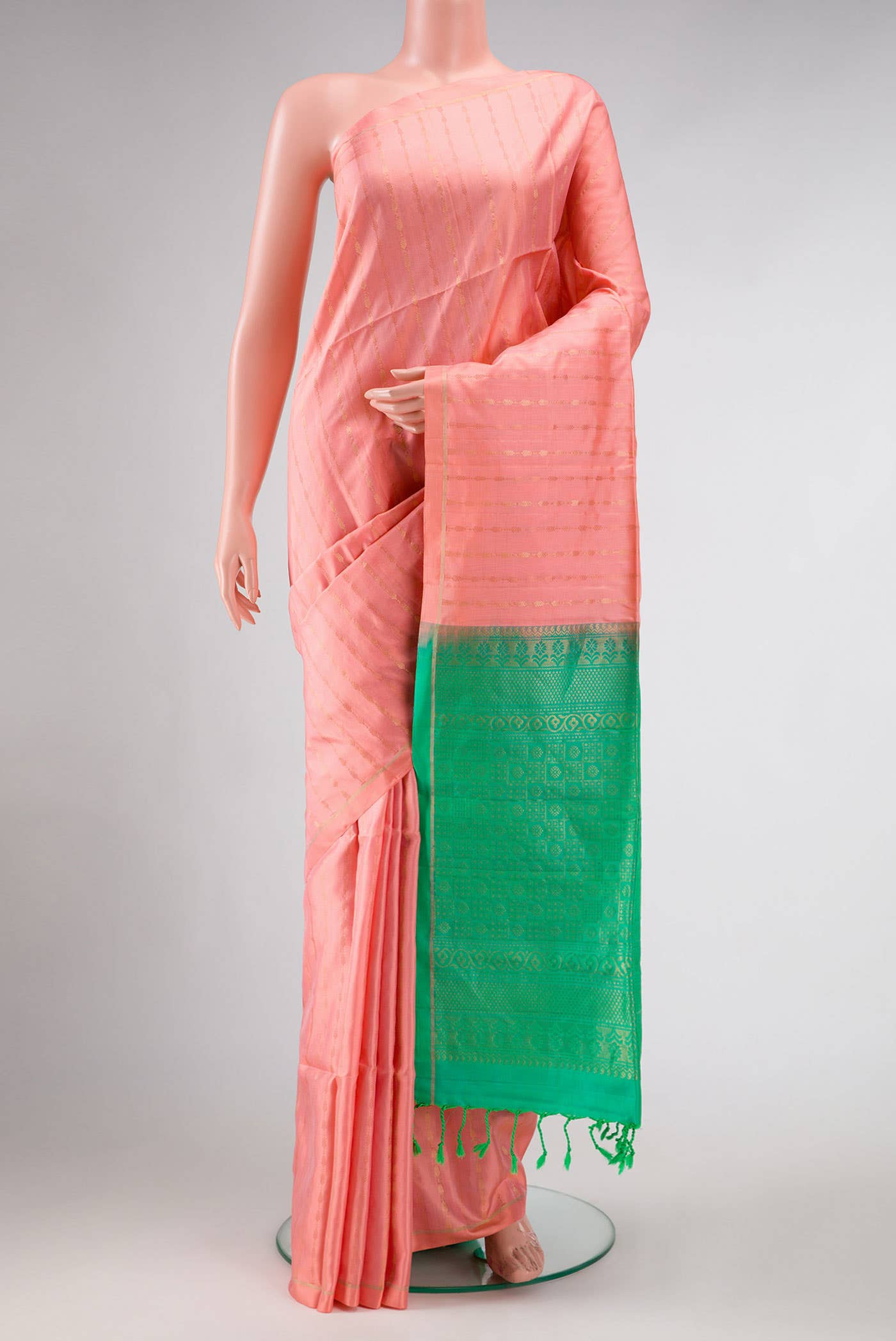 Peach Dual Tone Soft Silk Saree