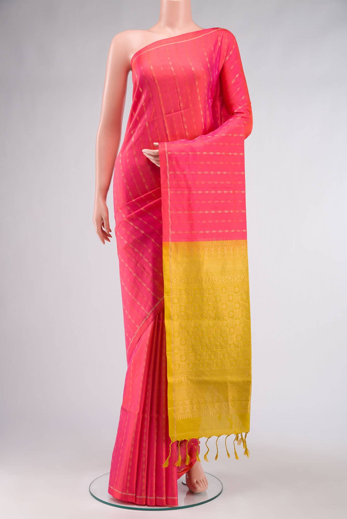Pink with Orange Dual Tone Soft Silk Saree