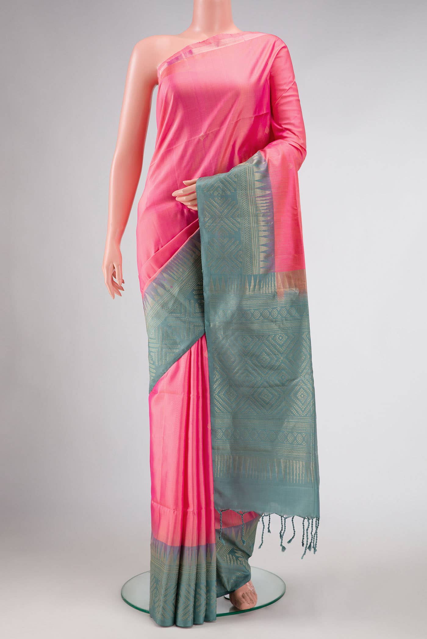Pink Dual Tone Soft Silk Saree