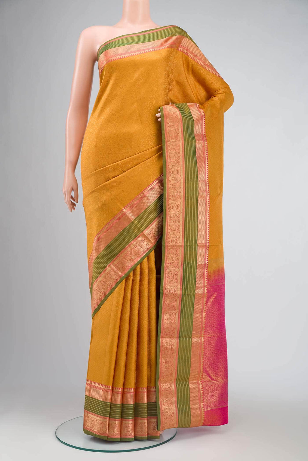 Mustard Kanchipuram Silk Saree