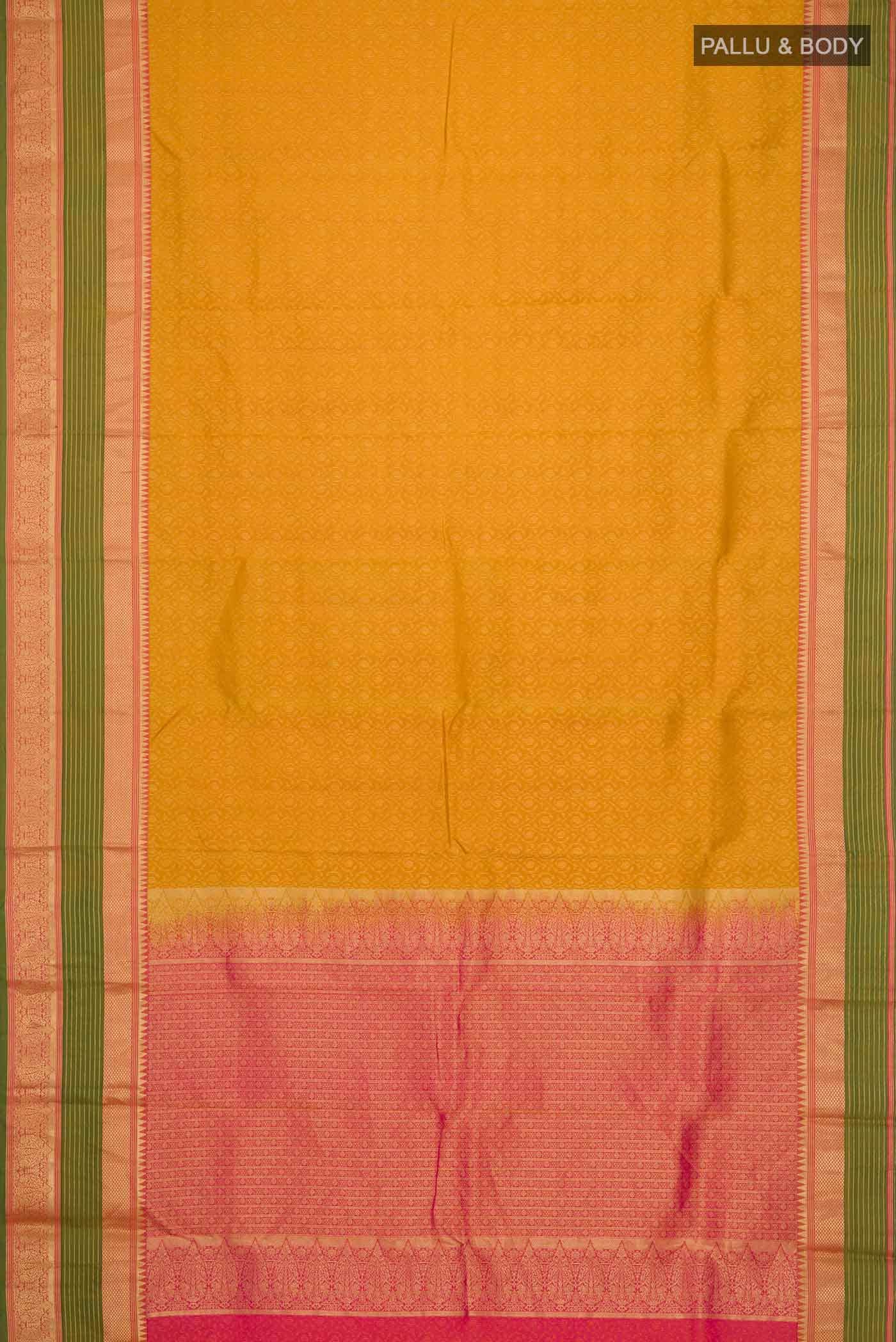 Mustard Kanchipuram Silk Saree