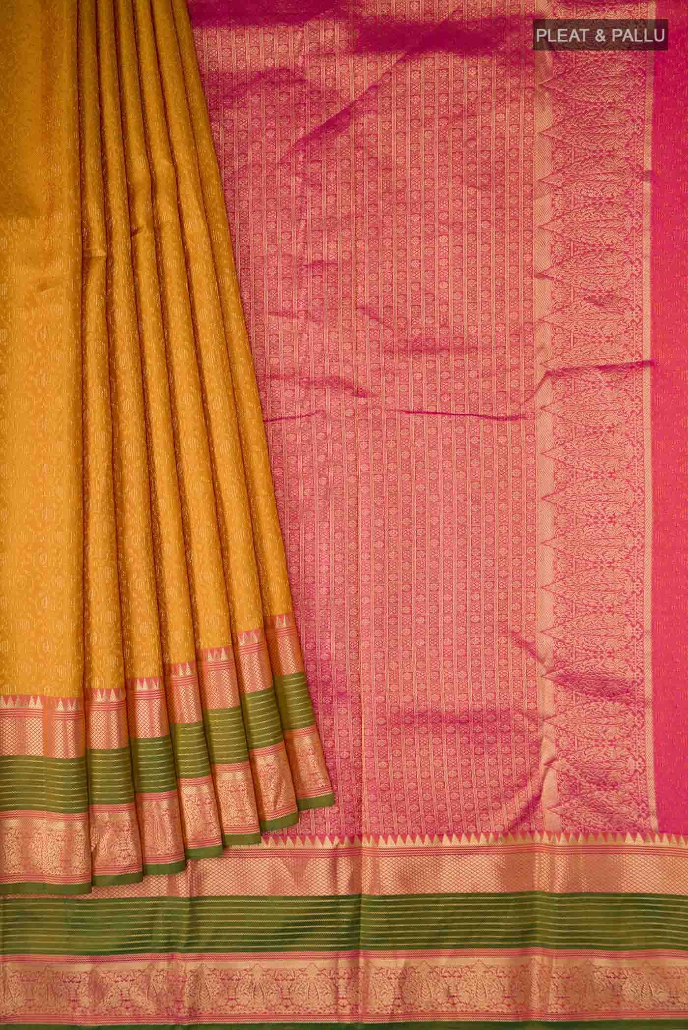 Mustard Kanchipuram Silk Saree