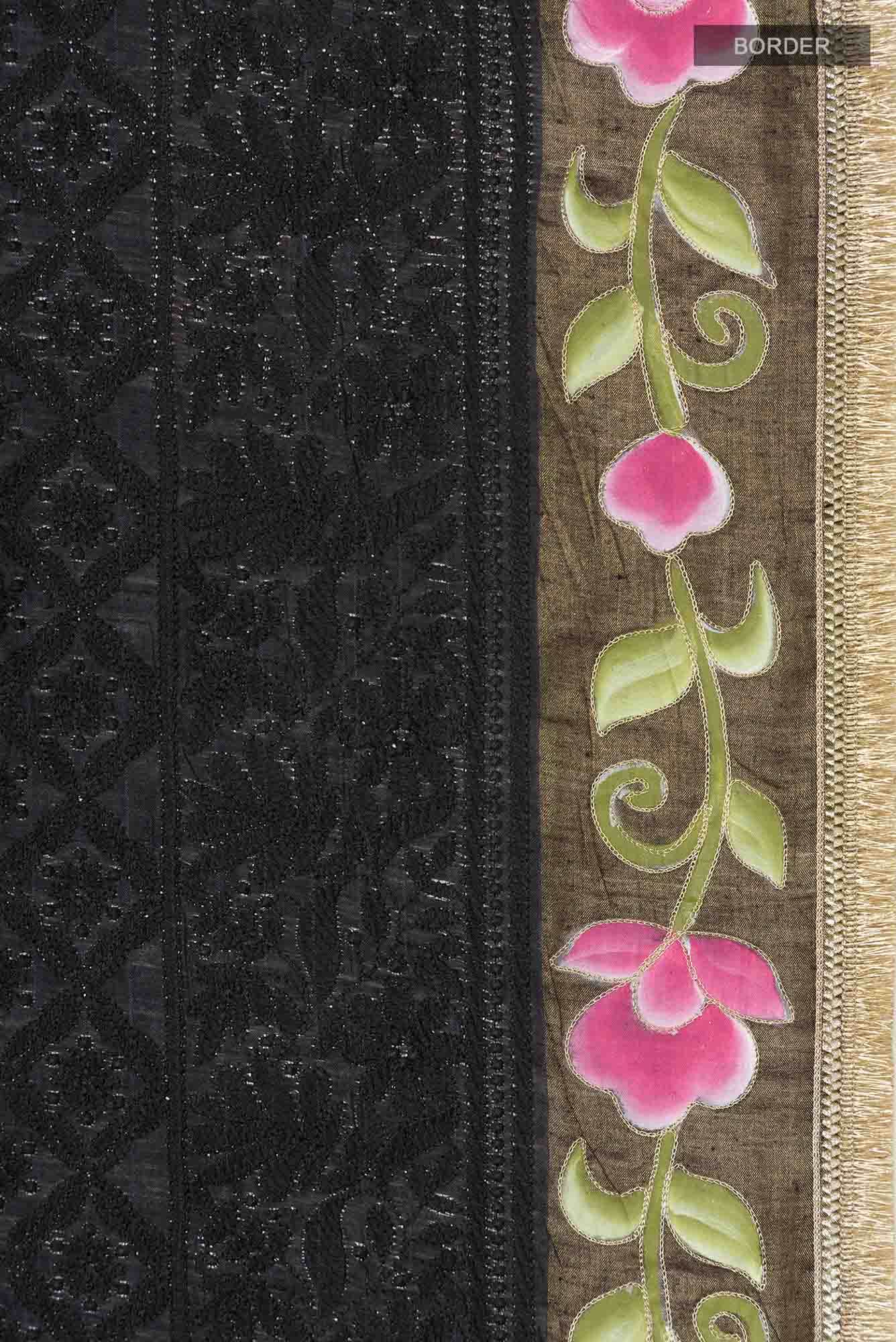 Black Tussar Silk Saree