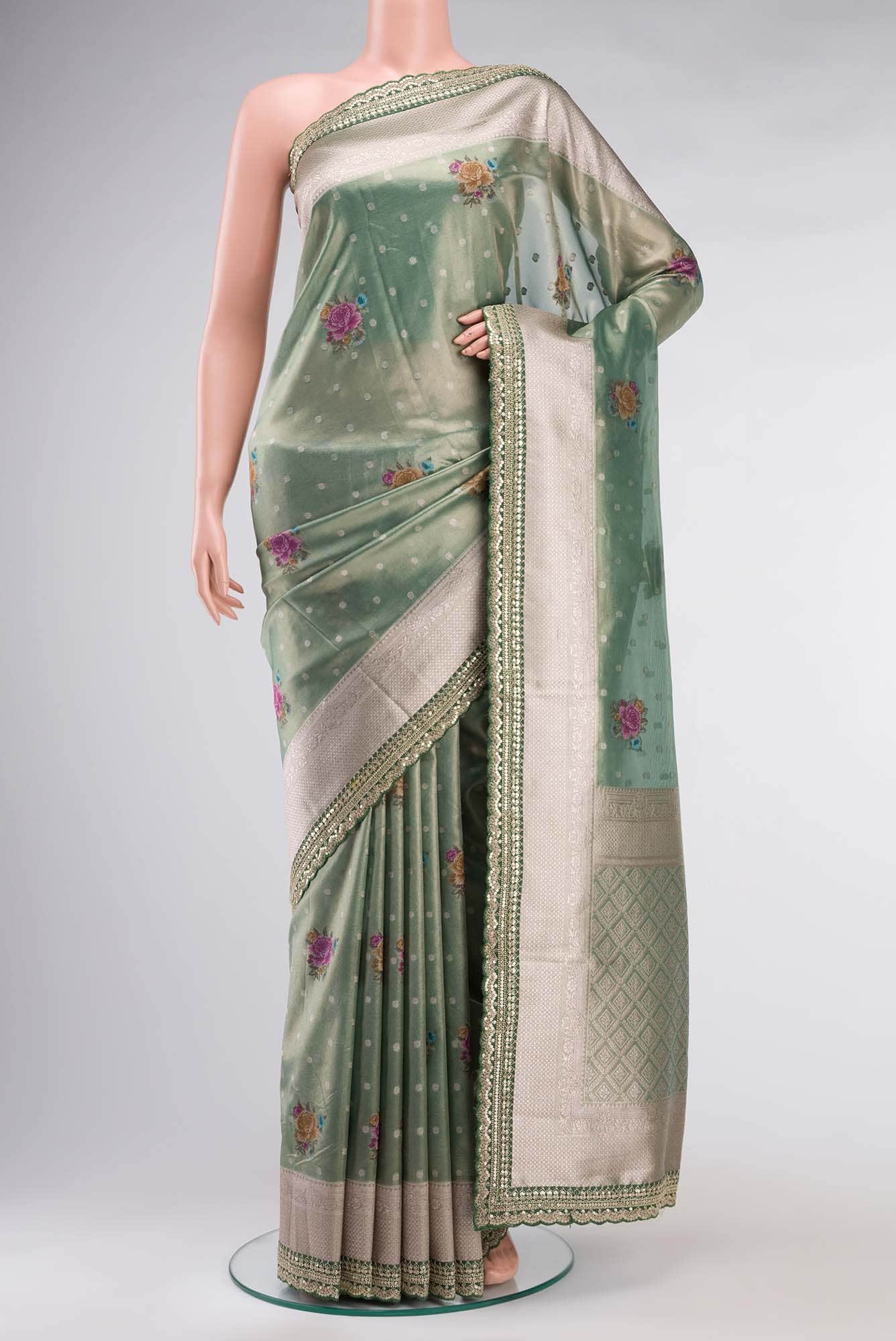 Green Blended Tissue Silk Saree