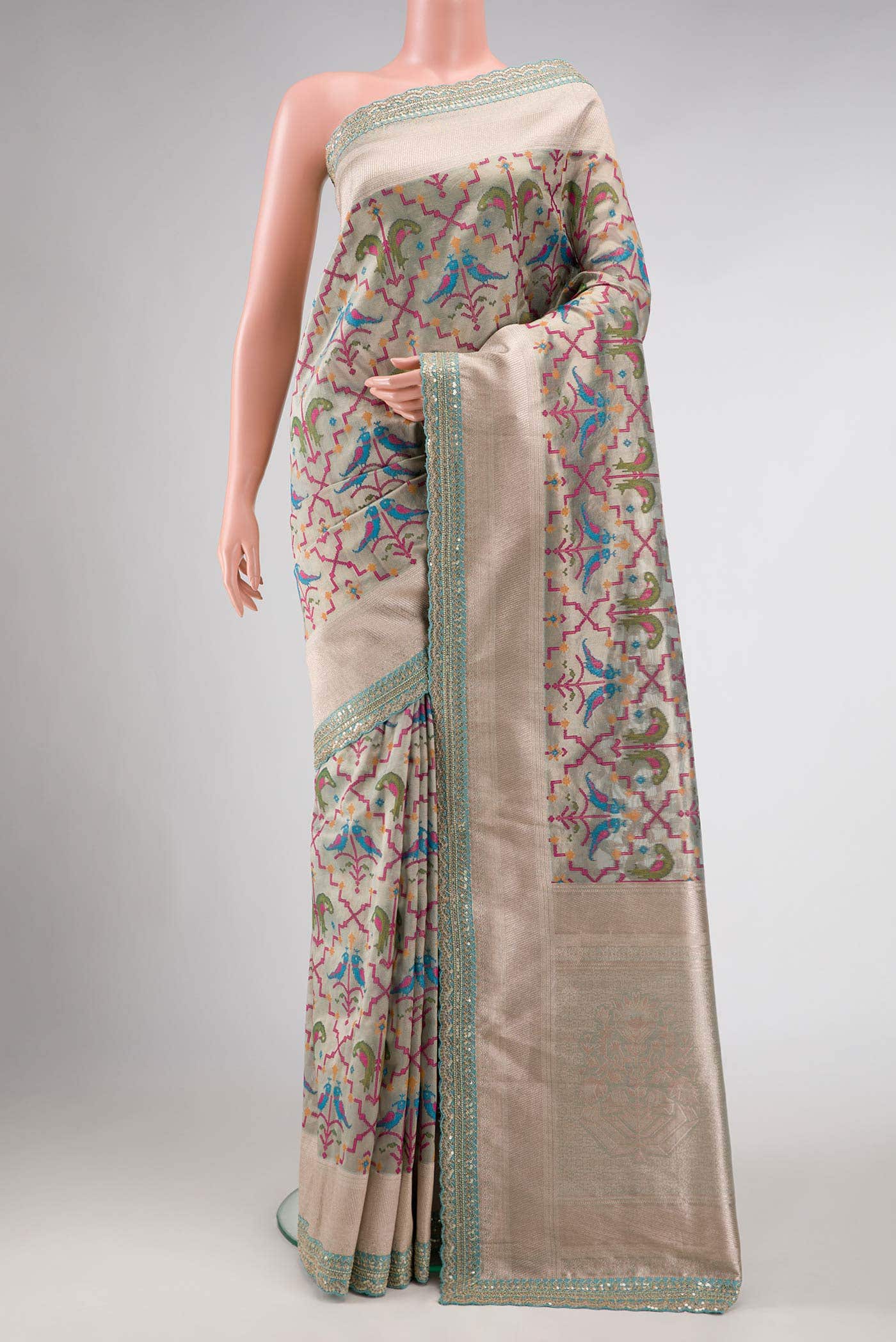 Light Blue Dual Tone Kota Silk Saree