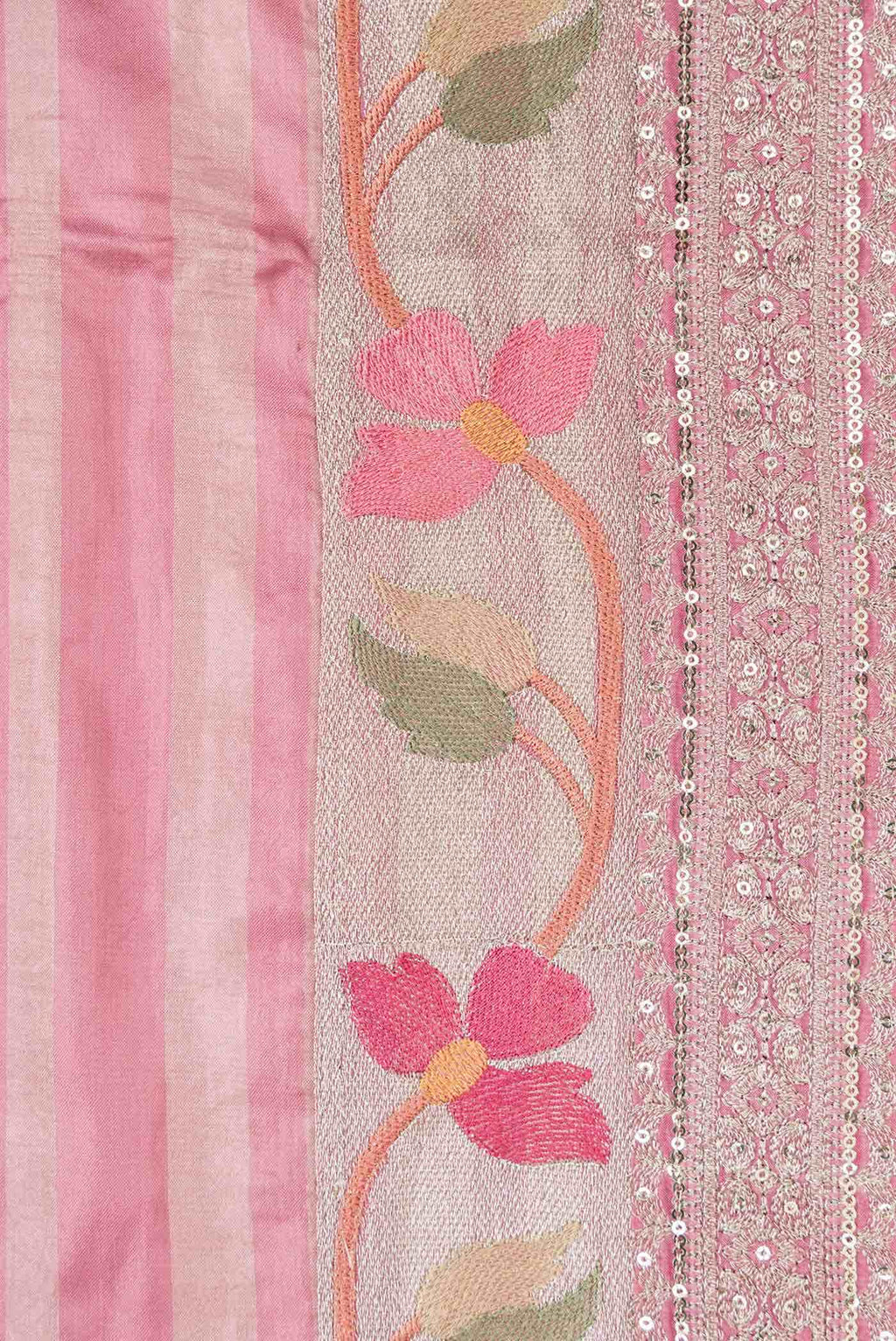 Pink Tussar Silk Saree