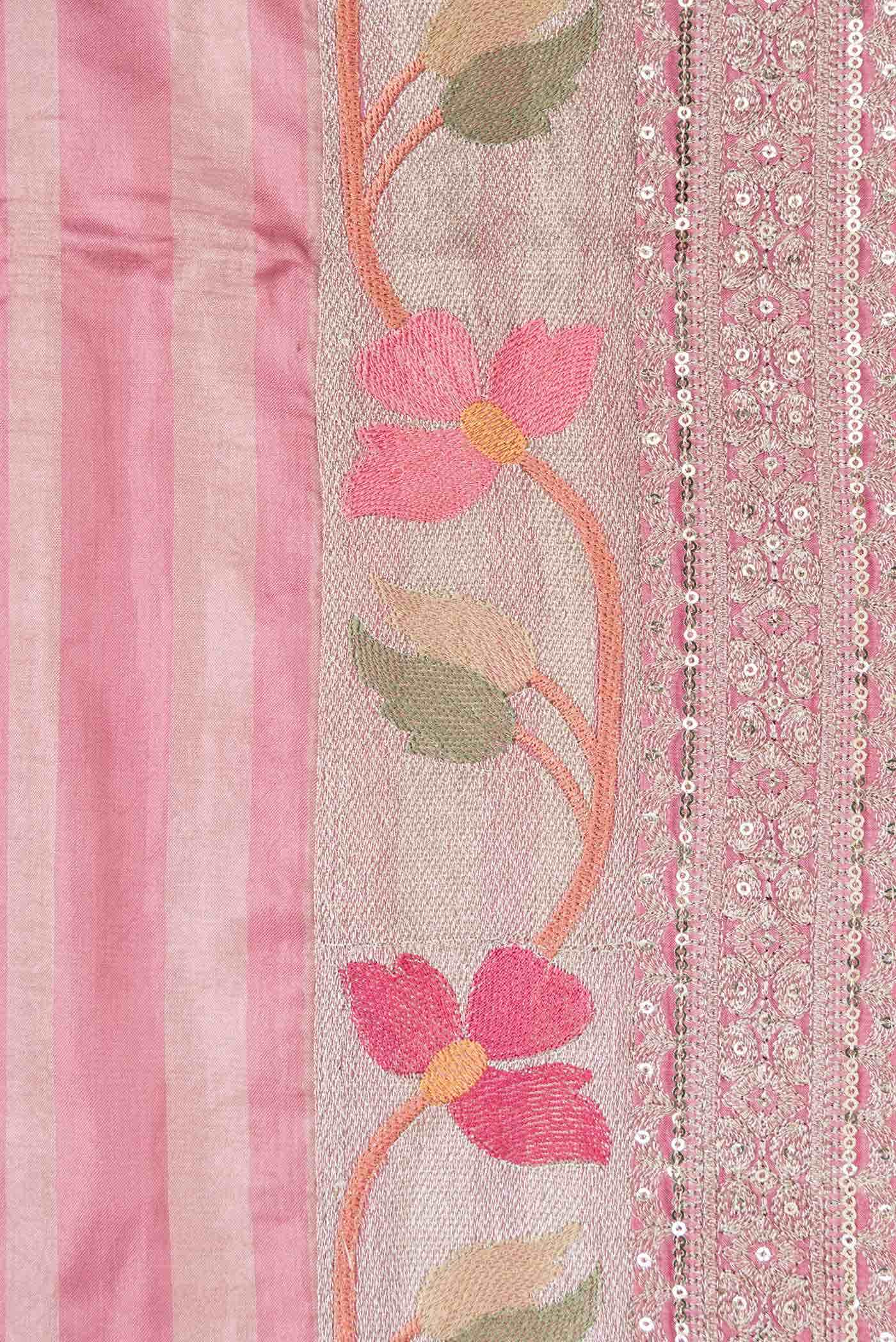Pink Tussar Silk Saree