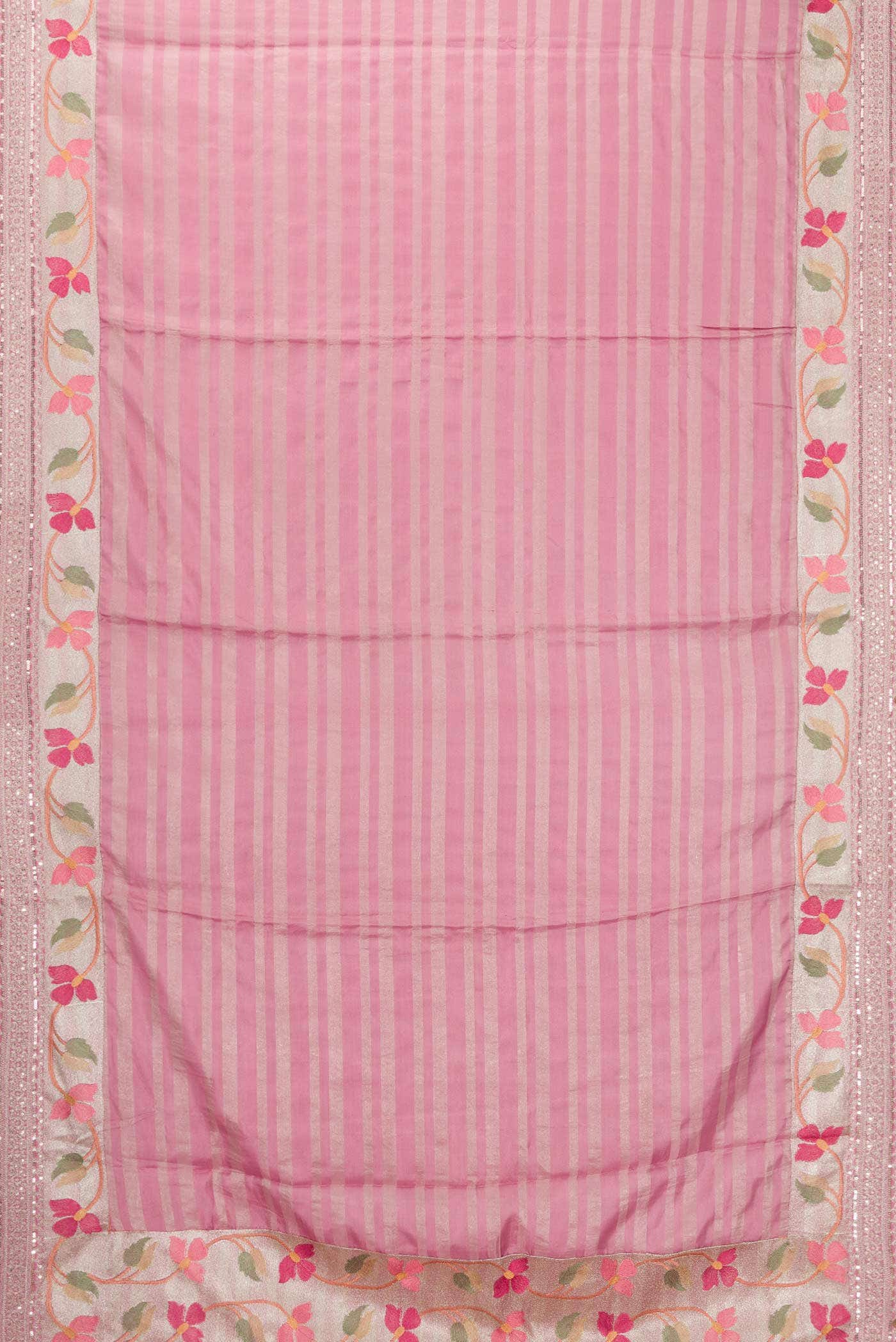 Pink Tussar Silk Saree