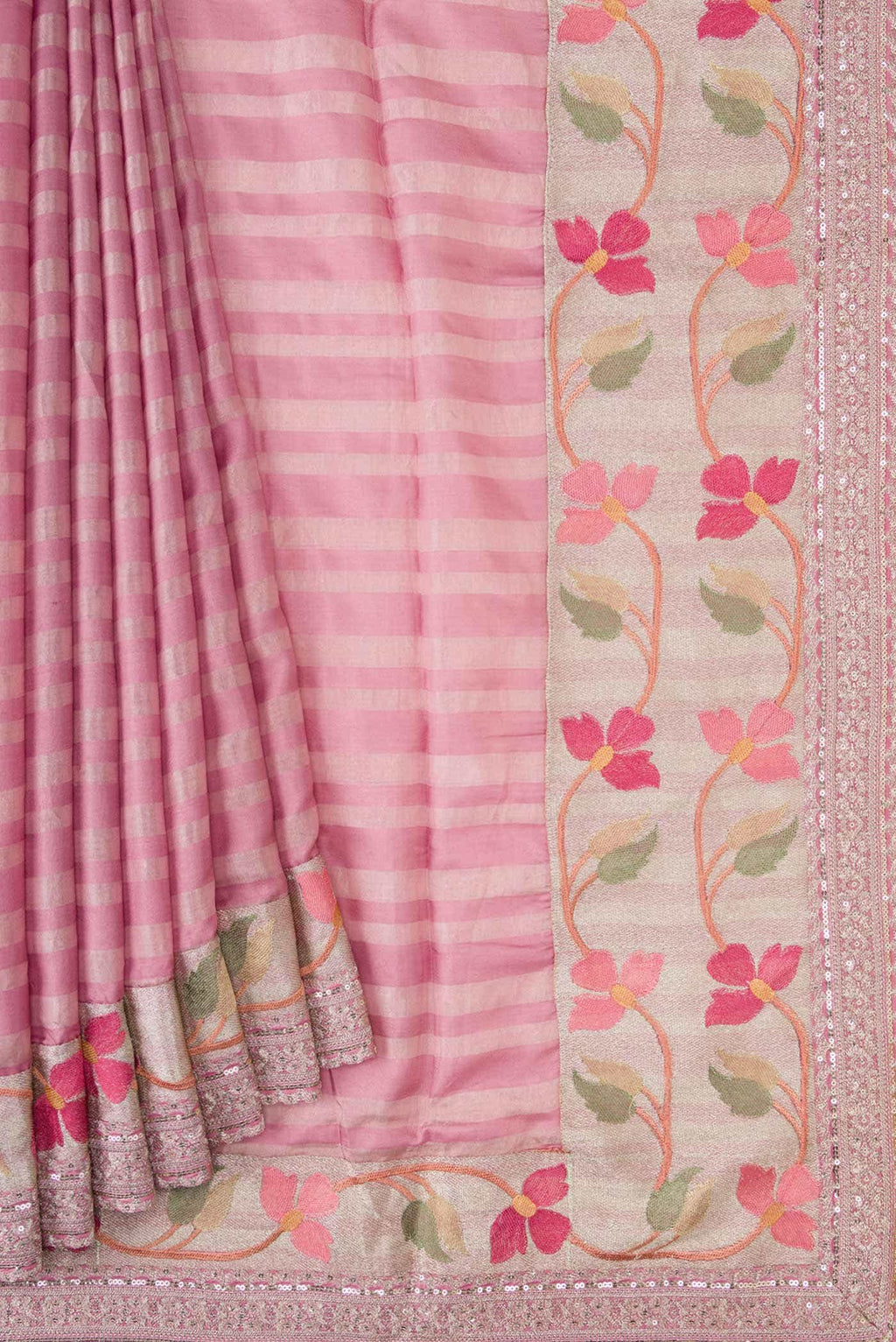 Pink Tussar Silk Saree