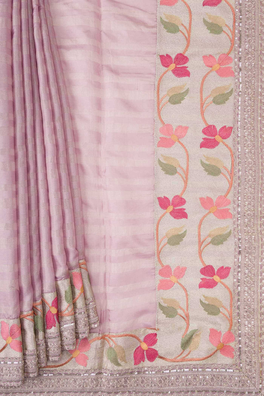 Lavender Tussar Silk Saree