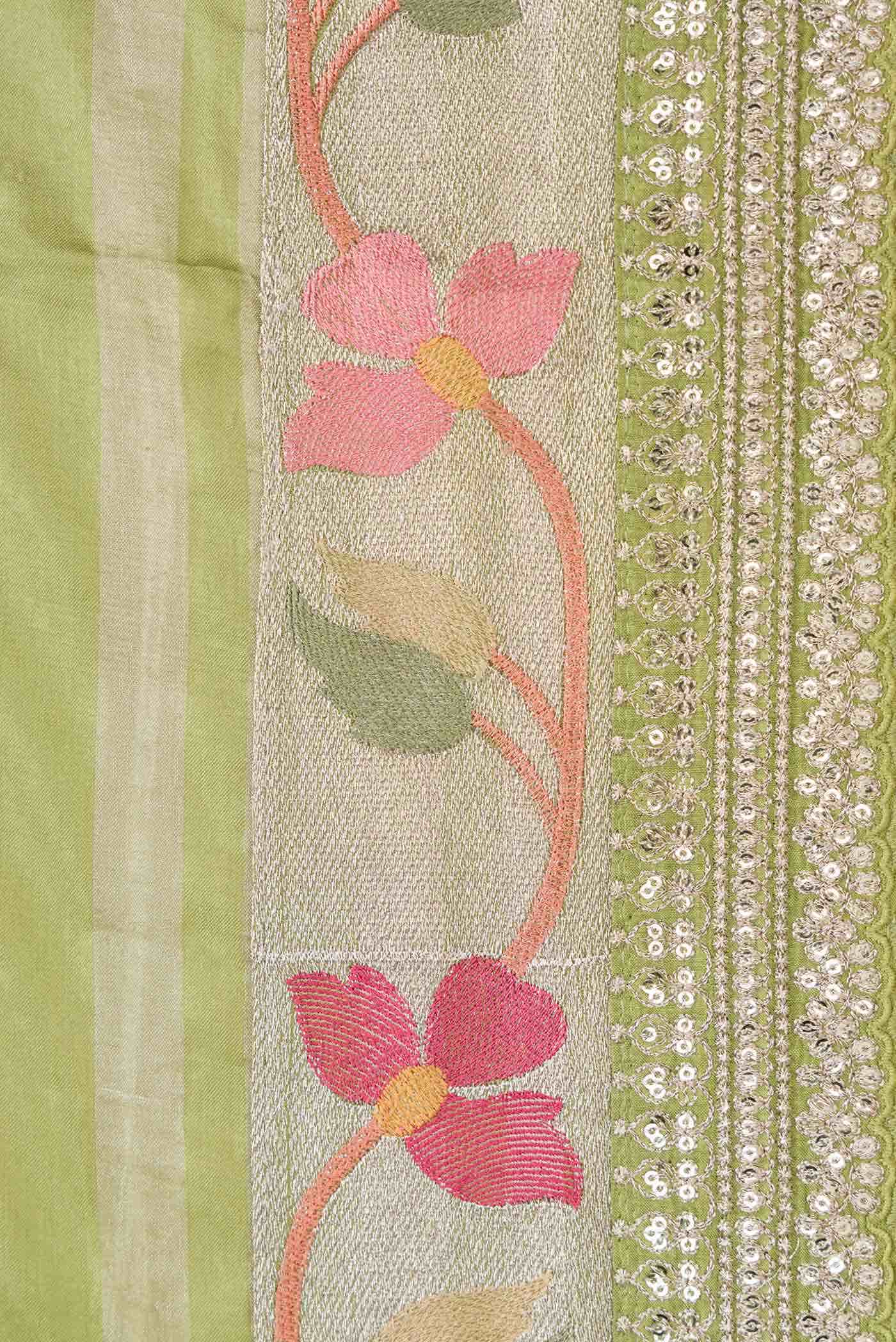 Light Green Tussar Silk Saree
