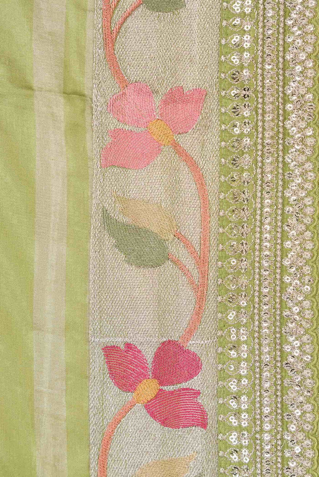 Light Green Tussar Silk Saree