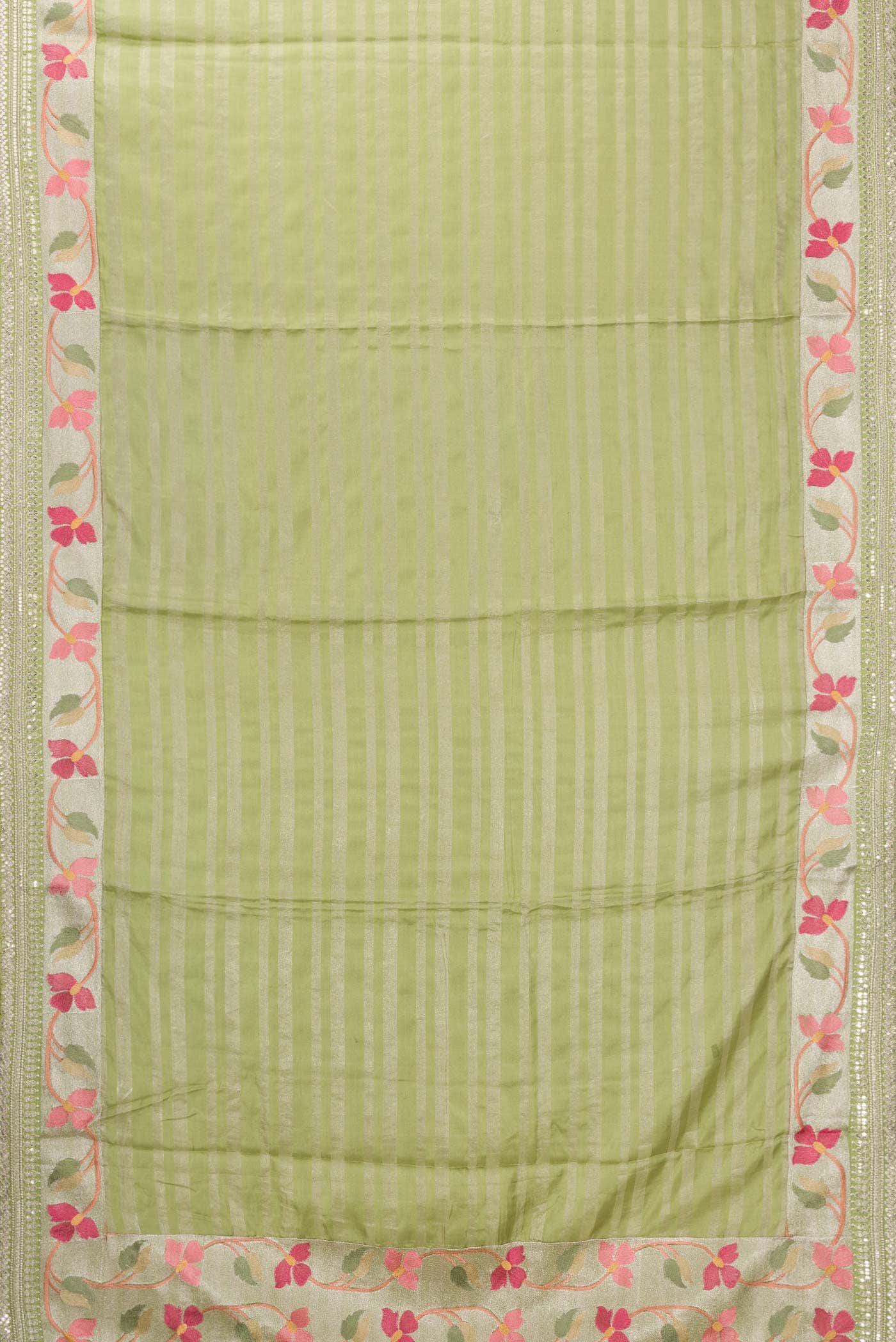Light Green Tussar Silk Saree