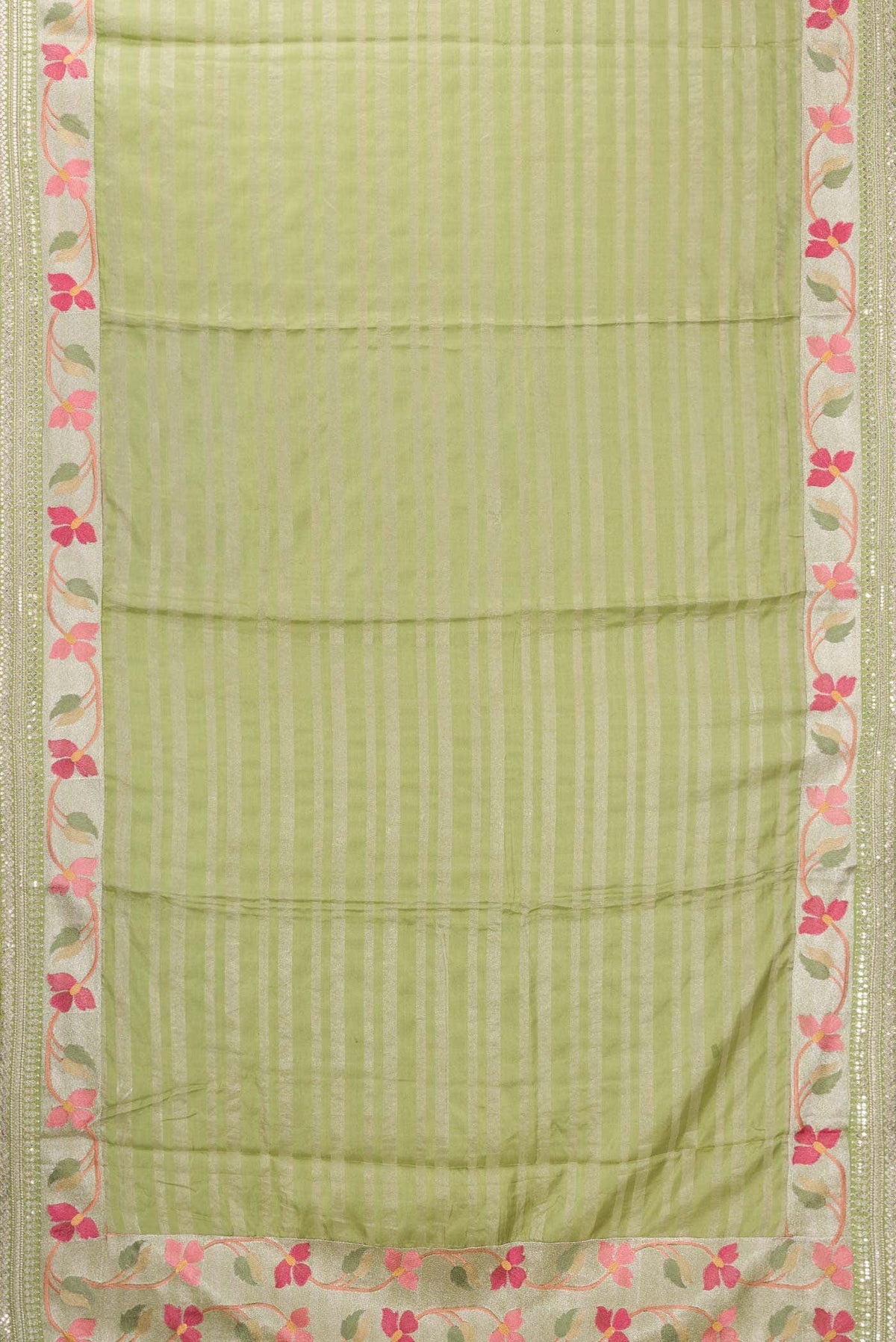 Light Green Tussar Silk Saree