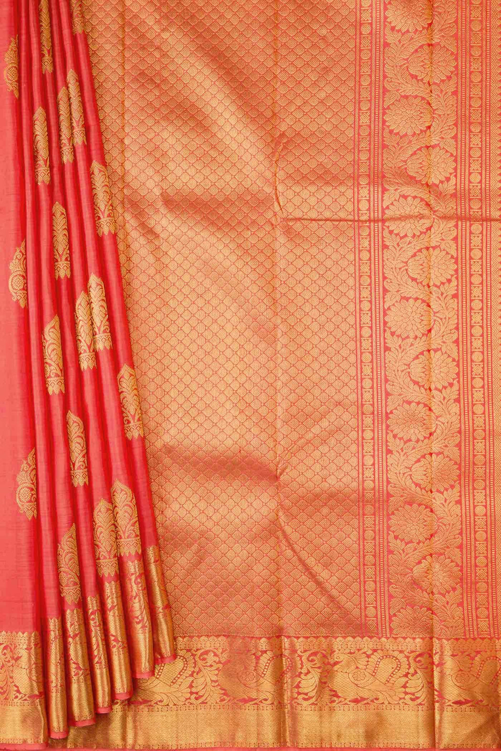 Peach Dual Tone Kanchipuram Silk Saree