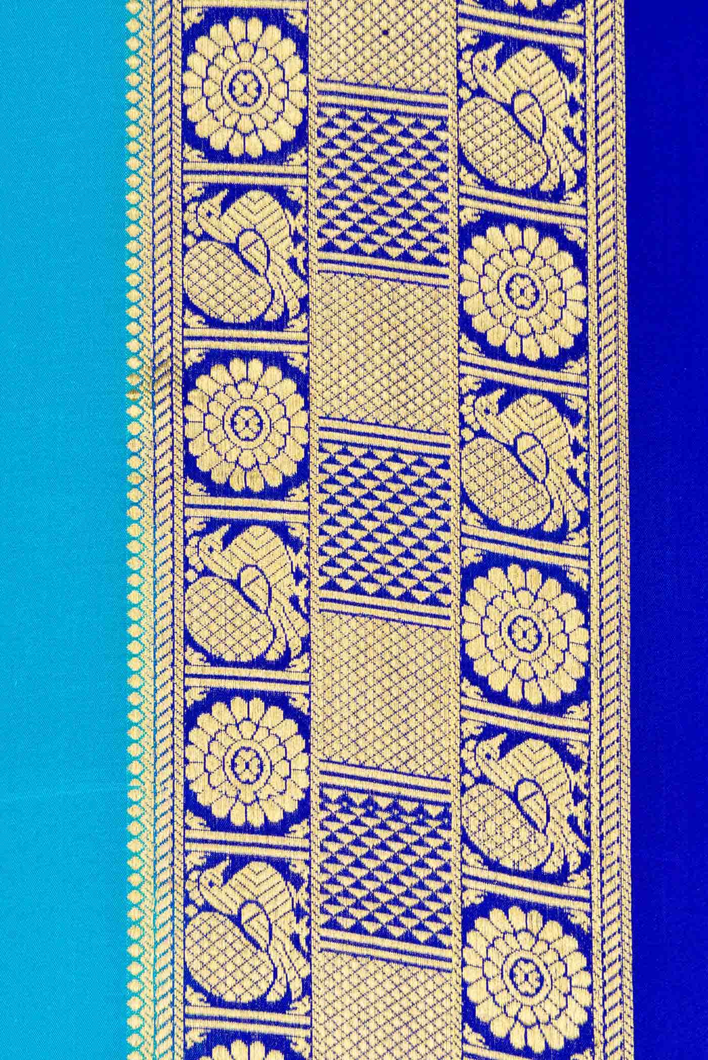 Sky Blue Dual Tone Mysore Crepe Saree