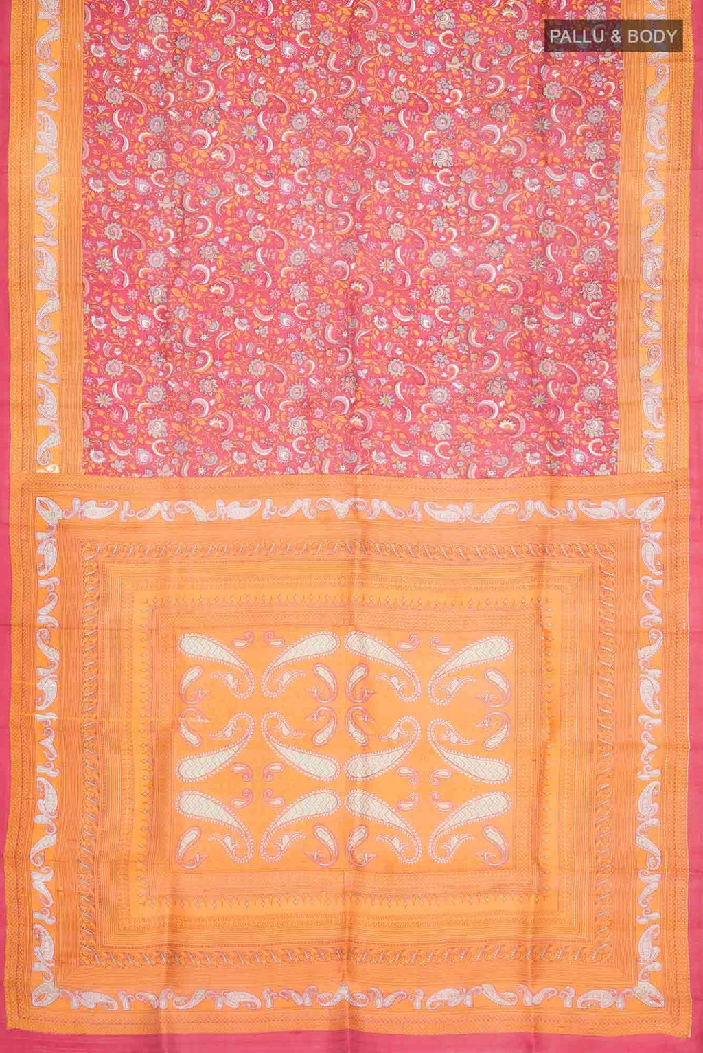 Red Tussar Silk Saree
