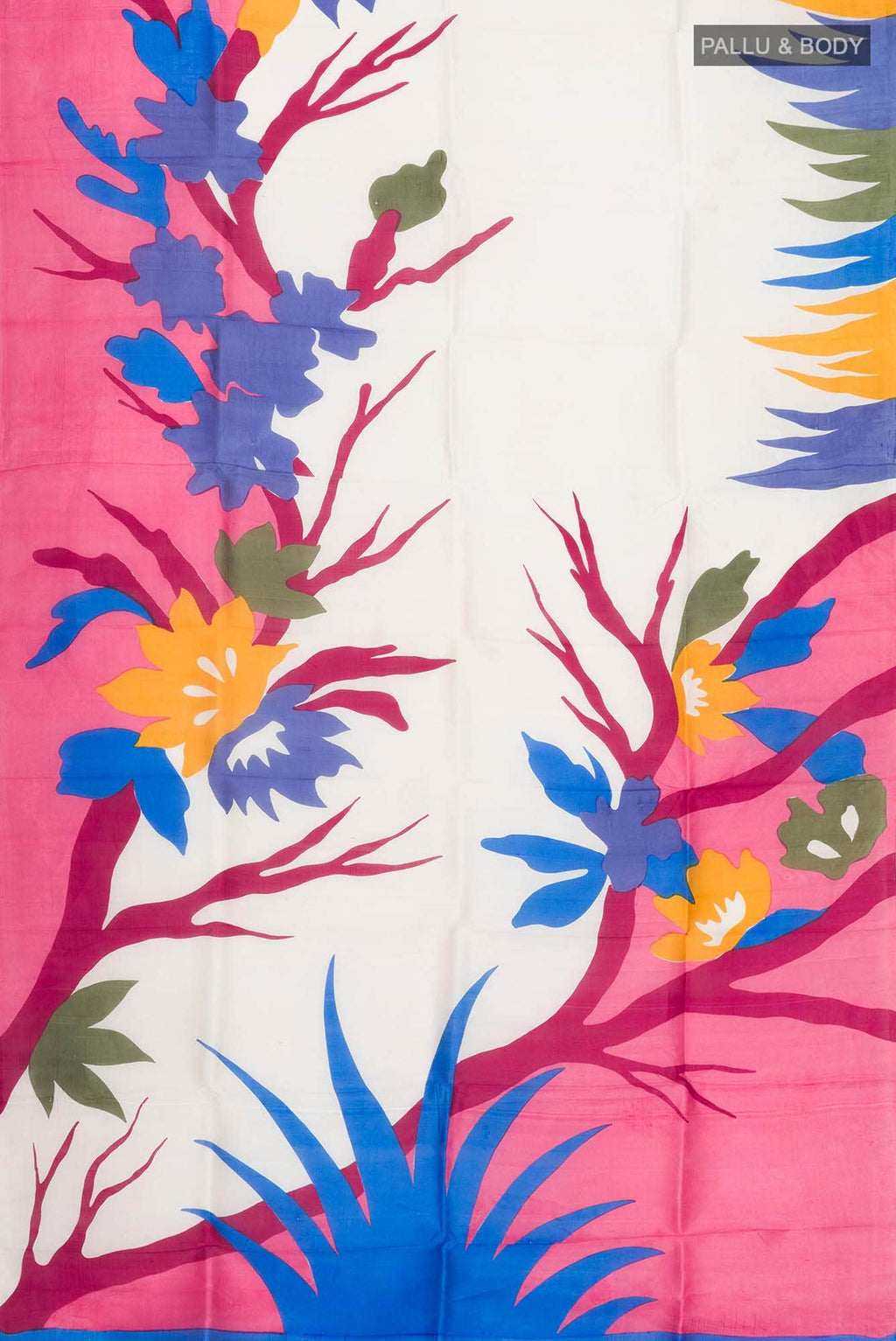 White Printed Silk Saree