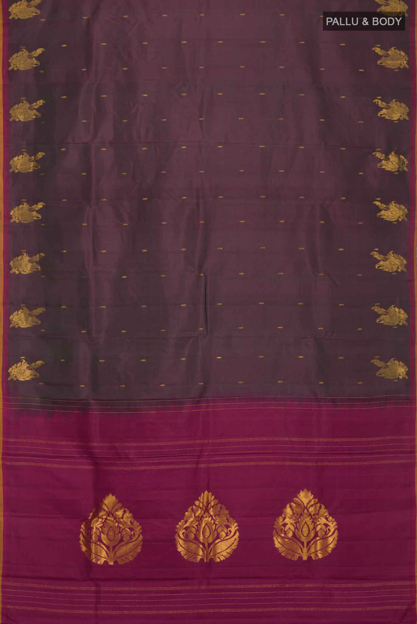 Green with Maroon Dual Tone Kanchipuram Silk Saree