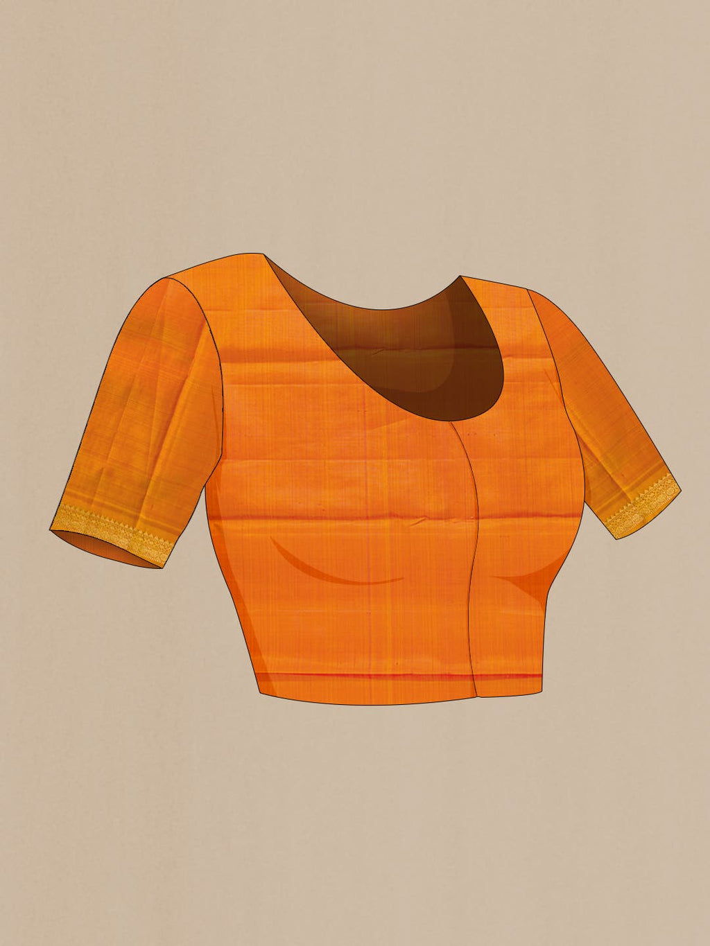 Orange Dual Tone Kanchipuram Silk Saree