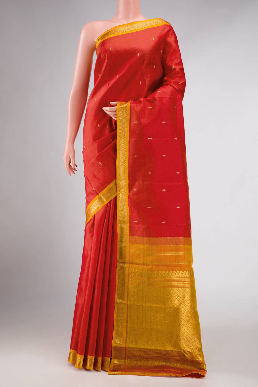 Orange Dual Tone Kanchipuram Silk Saree